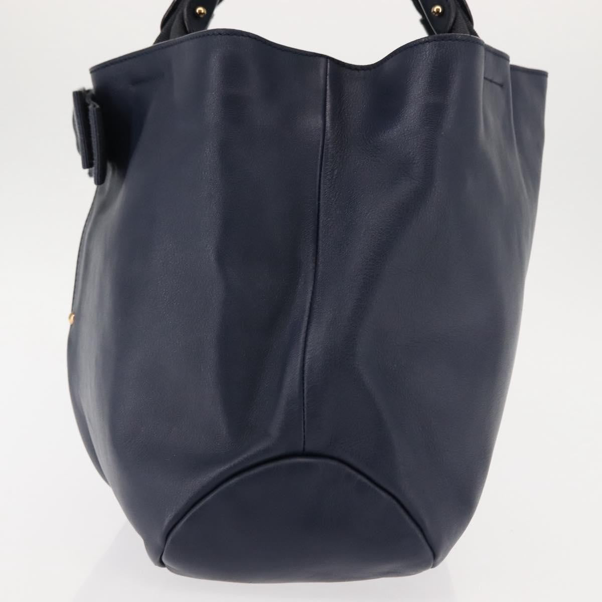 Salvatore Ferragamo Salvatore Ferragamo Vala Tote Bag Leather Navy Gold Authentic 145957
