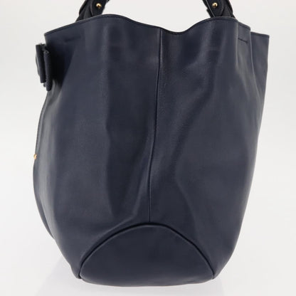 Salvatore Ferragamo Salvatore Ferragamo Vala Tote Bag Leather Navy Gold Authentic 145957