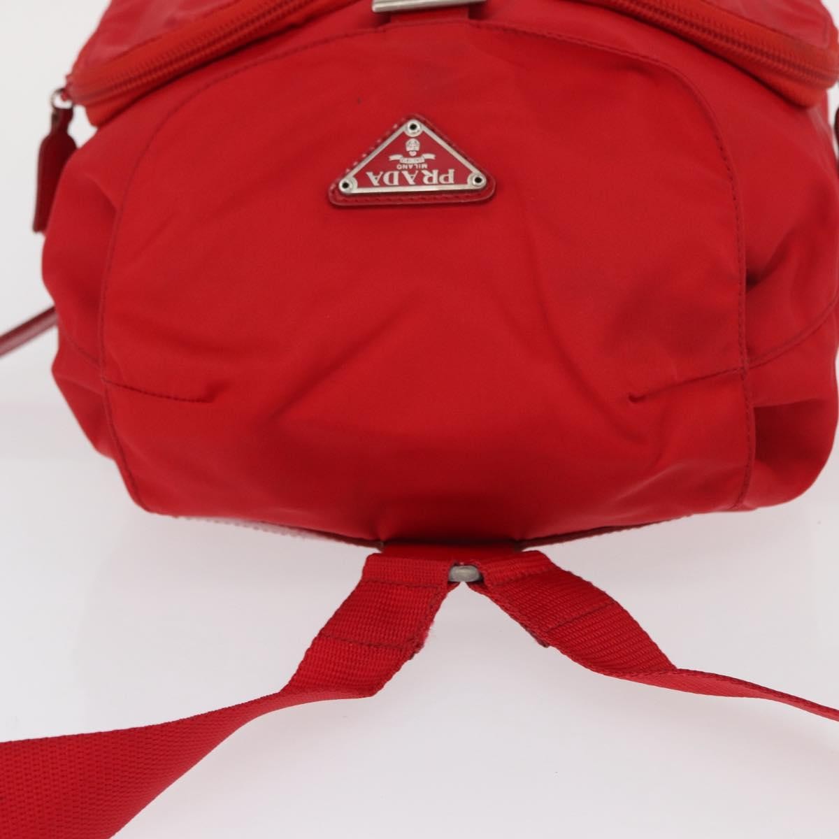Prada PRADA Backpack Nylon Red Silver Authentic 164789 Bag