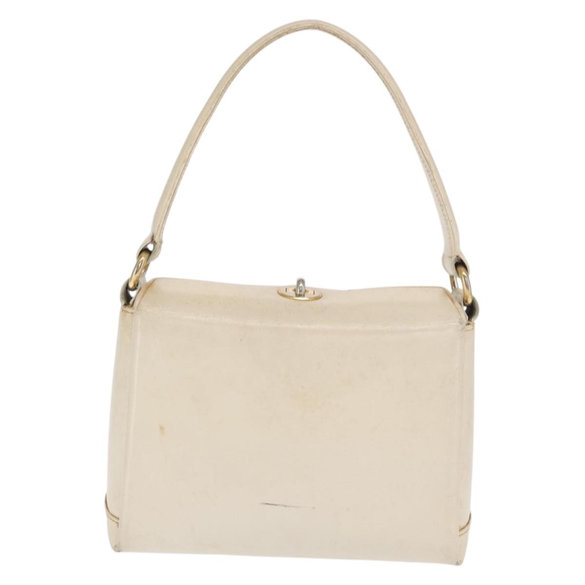 Gucci GUCCI Hand Bag Leather White Silver Authentic ep13227