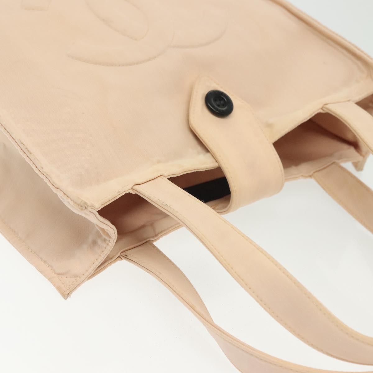 Chanel CHANEL COCO Mark Hand Bag Nylon Beige Gold CC Authentic 141982