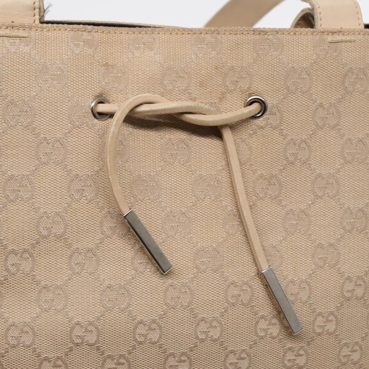 Gucci GUCCI GG Canvas Tote Bag Beige Silver 002 1053 Authentic 90509