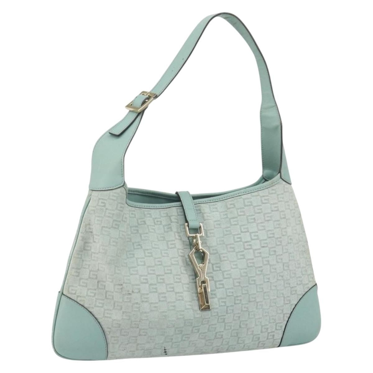 Gucci GUCCI Shoulder Bag Suede Light Blue Gold 001 4057 Authentic ep12851