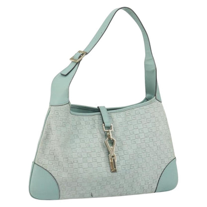 Gucci GUCCI Shoulder Bag Suede Light Blue Gold 001 4057 Authentic ep12851