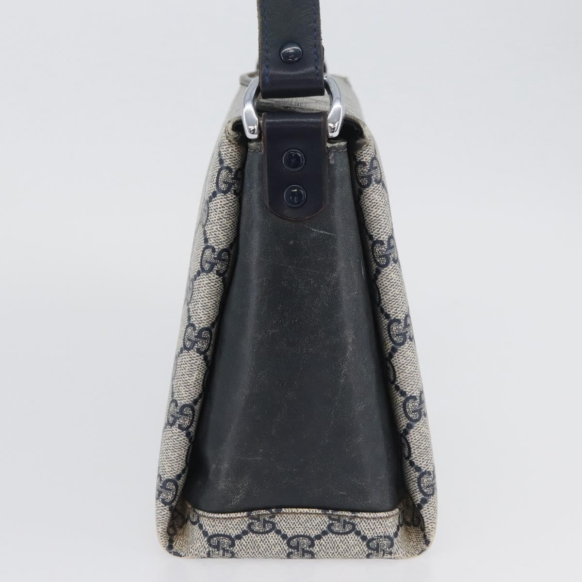 Gucci GUCCI GG Supreme Shoulder Bag PVC Navy Silver Authentic BAZ550