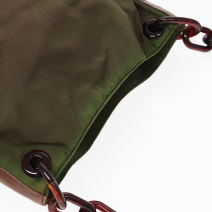 Prada PRADA Shoulder Bag Nylon Leather Green Authentic 89043