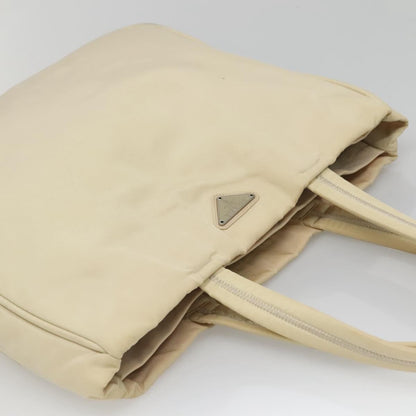 Prada PRADA Tote Bag Nylon Beige Silver Authentic 139071