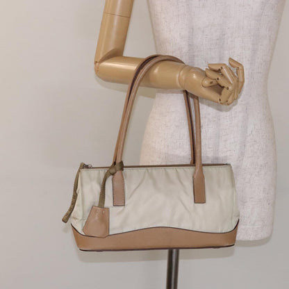 Prada PRADA Shoulder Bag Nylon Leather Beige Authentic bs29050