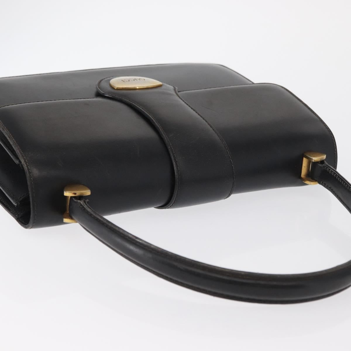 Gucci GUCCI Hand Bag Leather Gold Black Authentic 162764