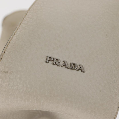Prada PRADA Grommet Punching Chain Hand Bag Leather Ivory Silver Authentic 165205