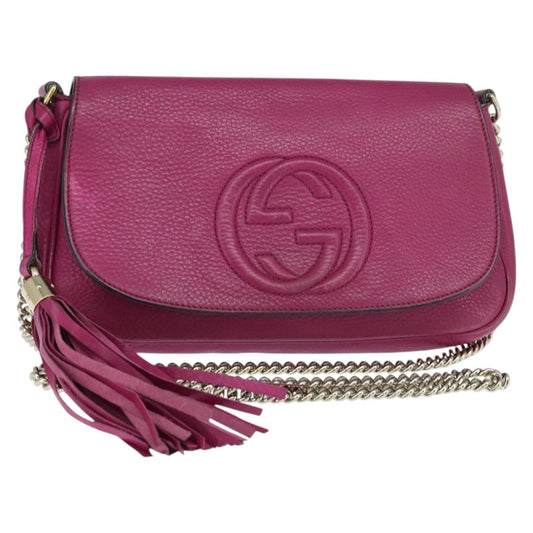 Gucci GUCCI Chain Soho Shoulder Bag Leather Pink Gold 336752 Authentic 150086