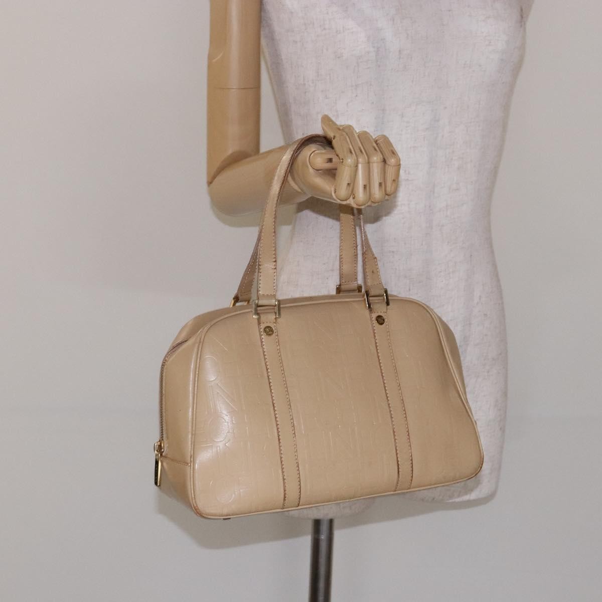 Celine CELINE Hand Bag Leather Beige Gold Authentic bs28305