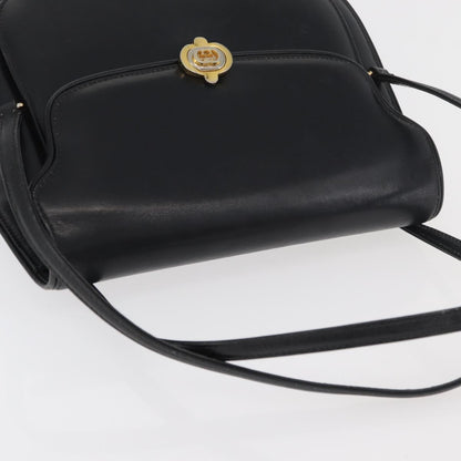 Gucci GUCCI Hand Bag Leather Black Gold Authentic ep14155