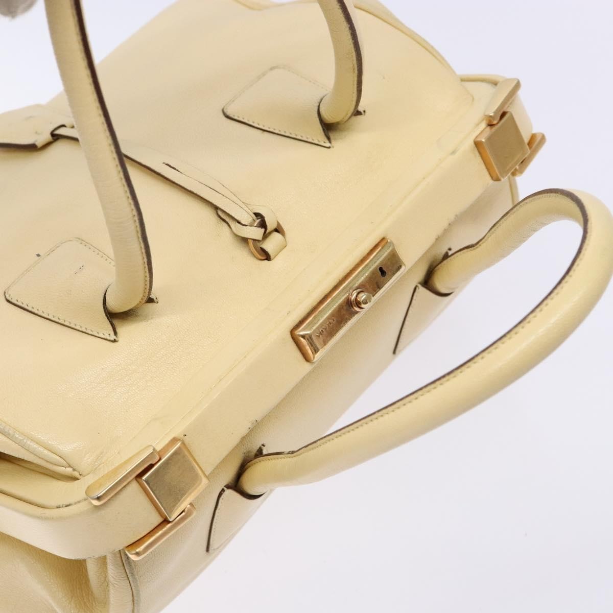 Prada PRADA Gamaguchi Hand Bag Leather Beige Gold Authentic 135924