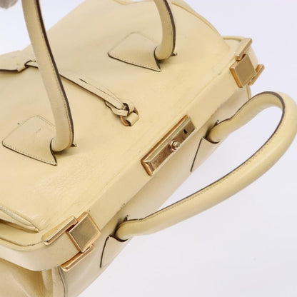 Prada PRADA Gamaguchi Hand Bag Leather Beige Gold Authentic 135924