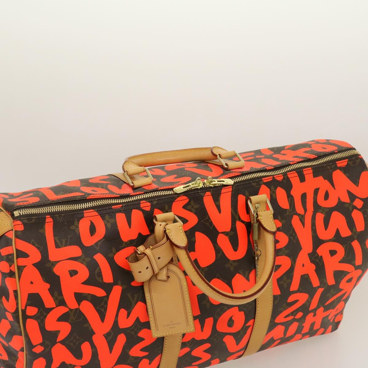 Louis Vuitton LOUIS VUITTON Monogram Graffiti Keepall 50 Boston Bag Orange M93699 Authentic 29908SV