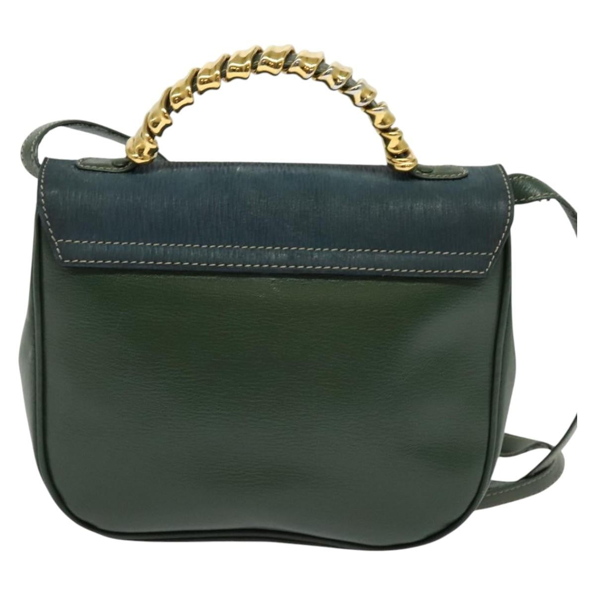Loewe LOEWE Velazquez Hand Bag Leather 2way Green Gold Authentic ep10716