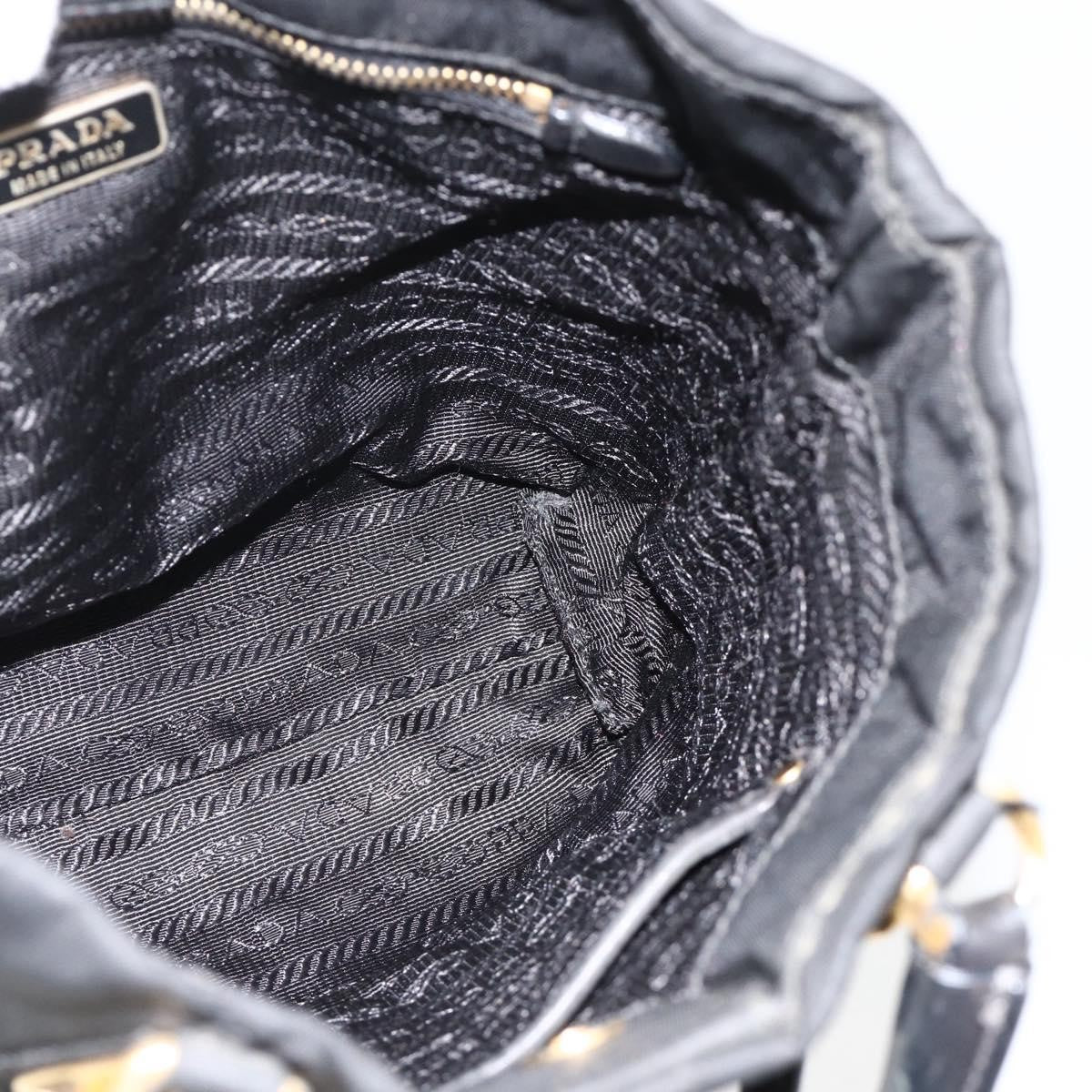 Prada PRADA Hand Bag Nylon Black Gold Authentic 175270