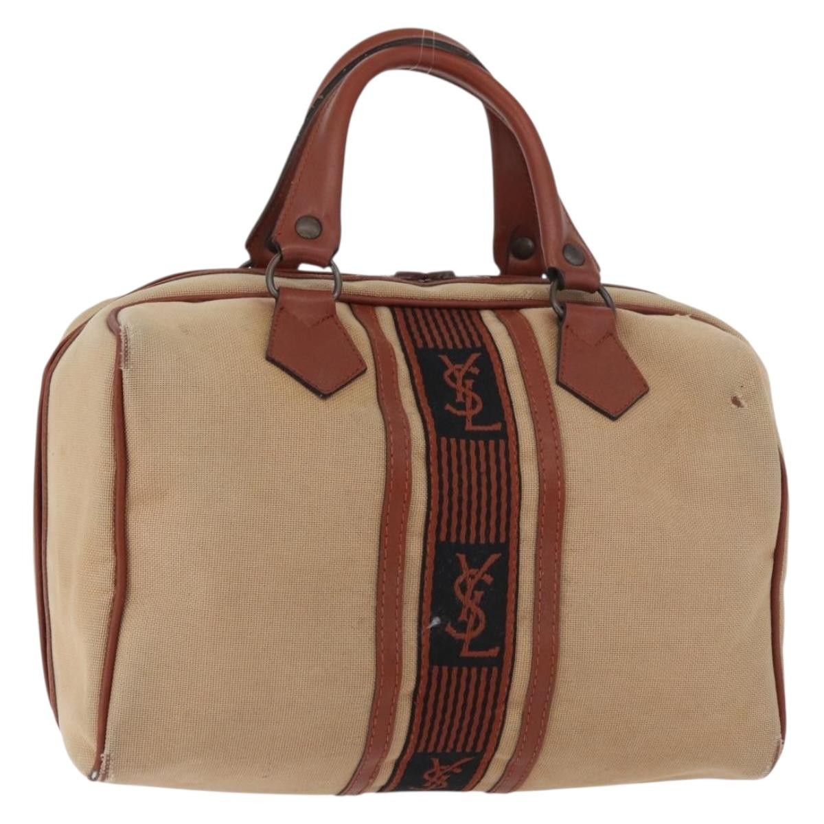 Saint Laurent SAINT LAURENT Boston Bag Canvas Brown Authentic BA12896