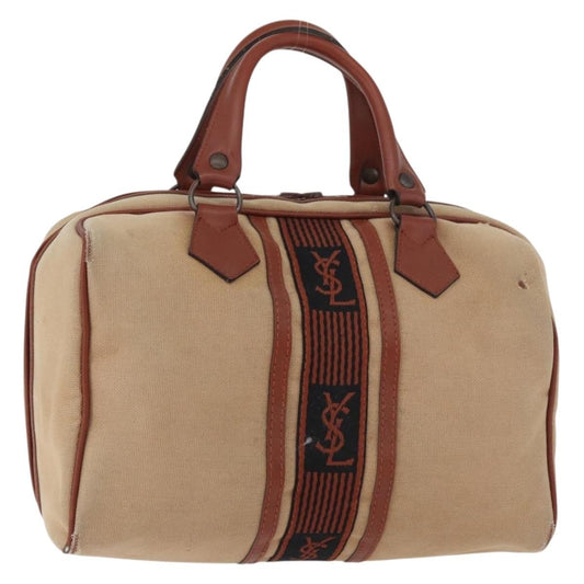 Saint Laurent SAINT LAURENT Boston Bag Canvas Brown Authentic BA12896