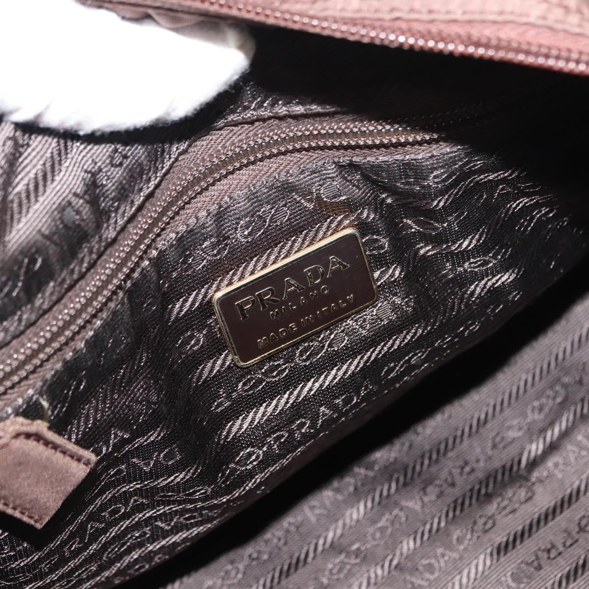 Prada PRADA Hand Bag Nylon Brown Gold Authentic 148292