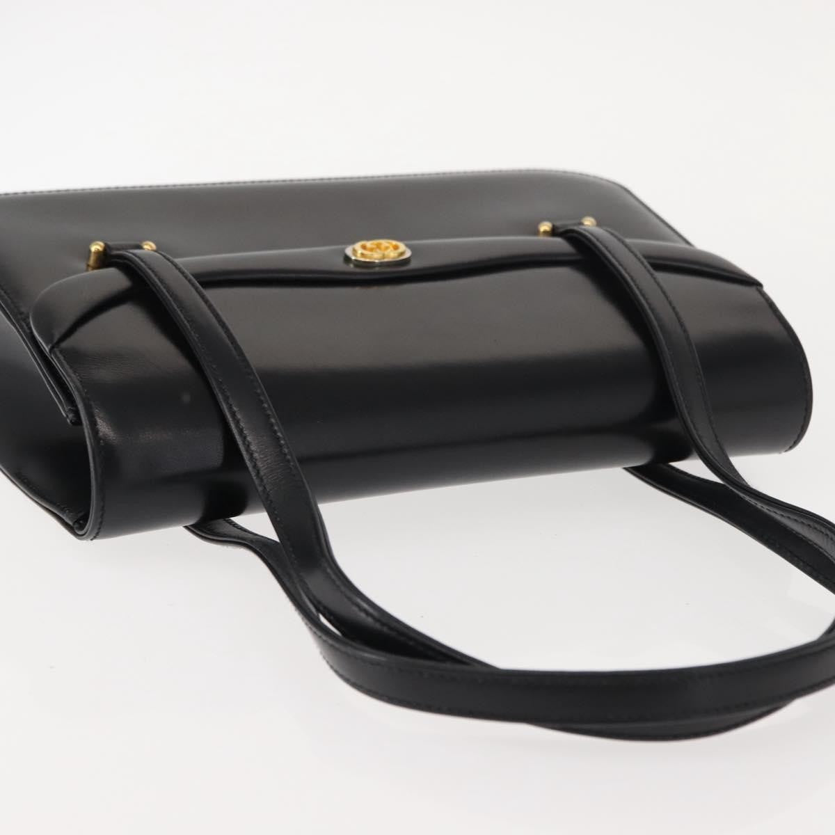 Gucci GUCCI Hand Bag Leather Black Gold Authentic 149354