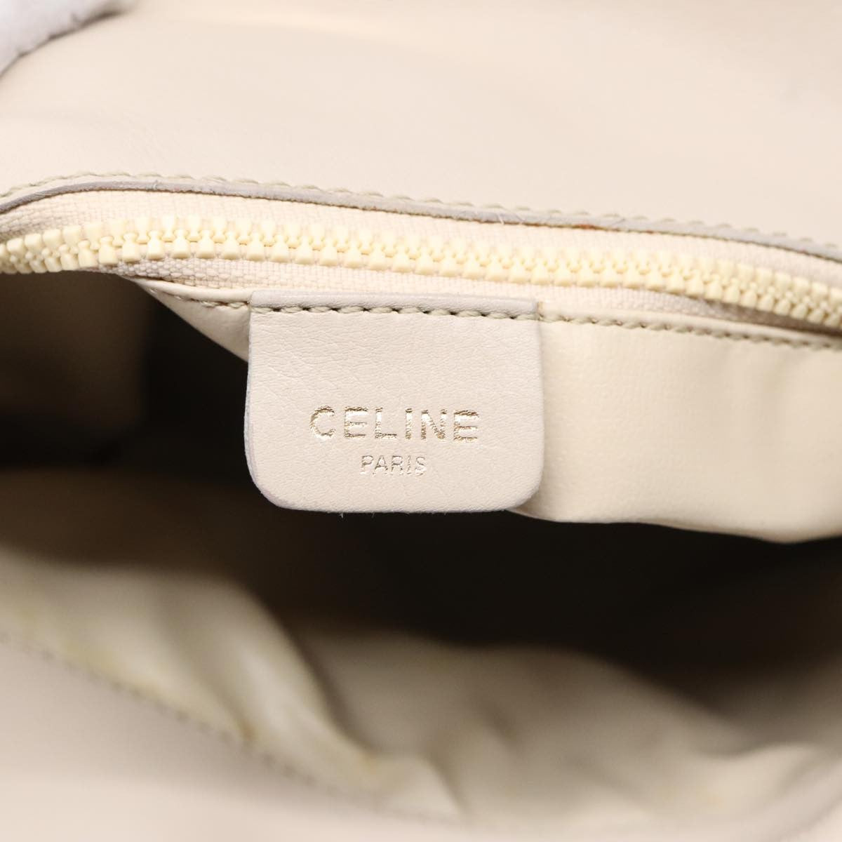 Celine CELINE Horse Carriage Shoulder Bag Leather Beige Gold Authentic 90216