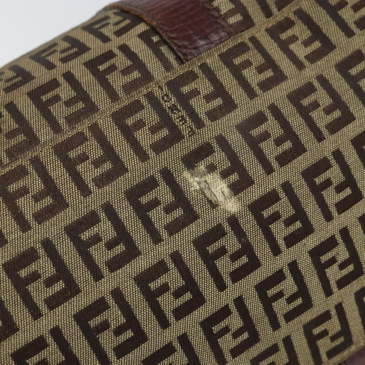 Fendi FENDI Zucchino Canvas Hand Bag Beige Gold Authentic ka2154