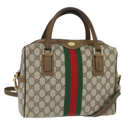 Gucci GUCCI GG Supreme Web Sherry Line Hand Bag PVC 2way Beige 67 02 3839 Authentic 148415