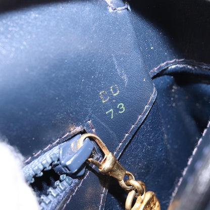 Gucci GUCCI Shoulder Bag Suede Navy Gold Authentic ep10549