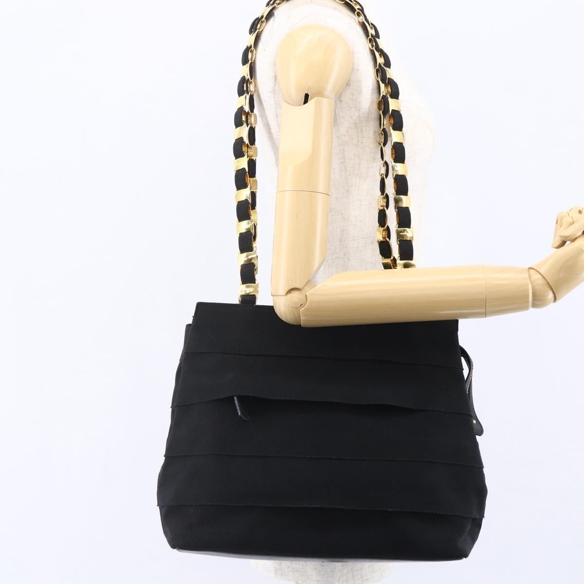 Salvatore Ferragamo Salvatore Ferragamo Chain Vala Tote Bag Canvas Navy Gold Authentic BA7334