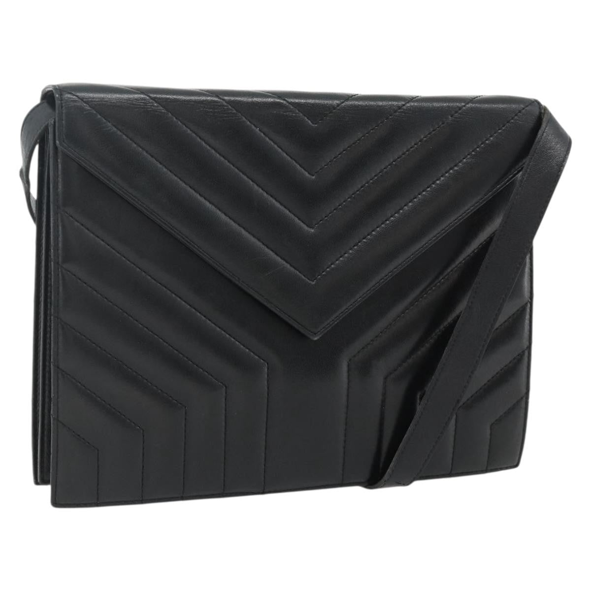 Saint Laurent SAINT LAURENT Shoulder Bag Leather Black Silver Authentic 176228