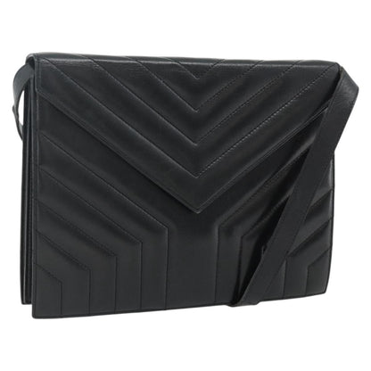 Saint Laurent SAINT LAURENT Shoulder Bag Leather Black Silver Authentic 176228