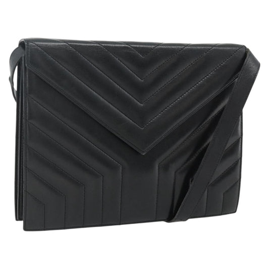Saint Laurent SAINT LAURENT Shoulder Bag Leather Black Silver Authentic 176228
