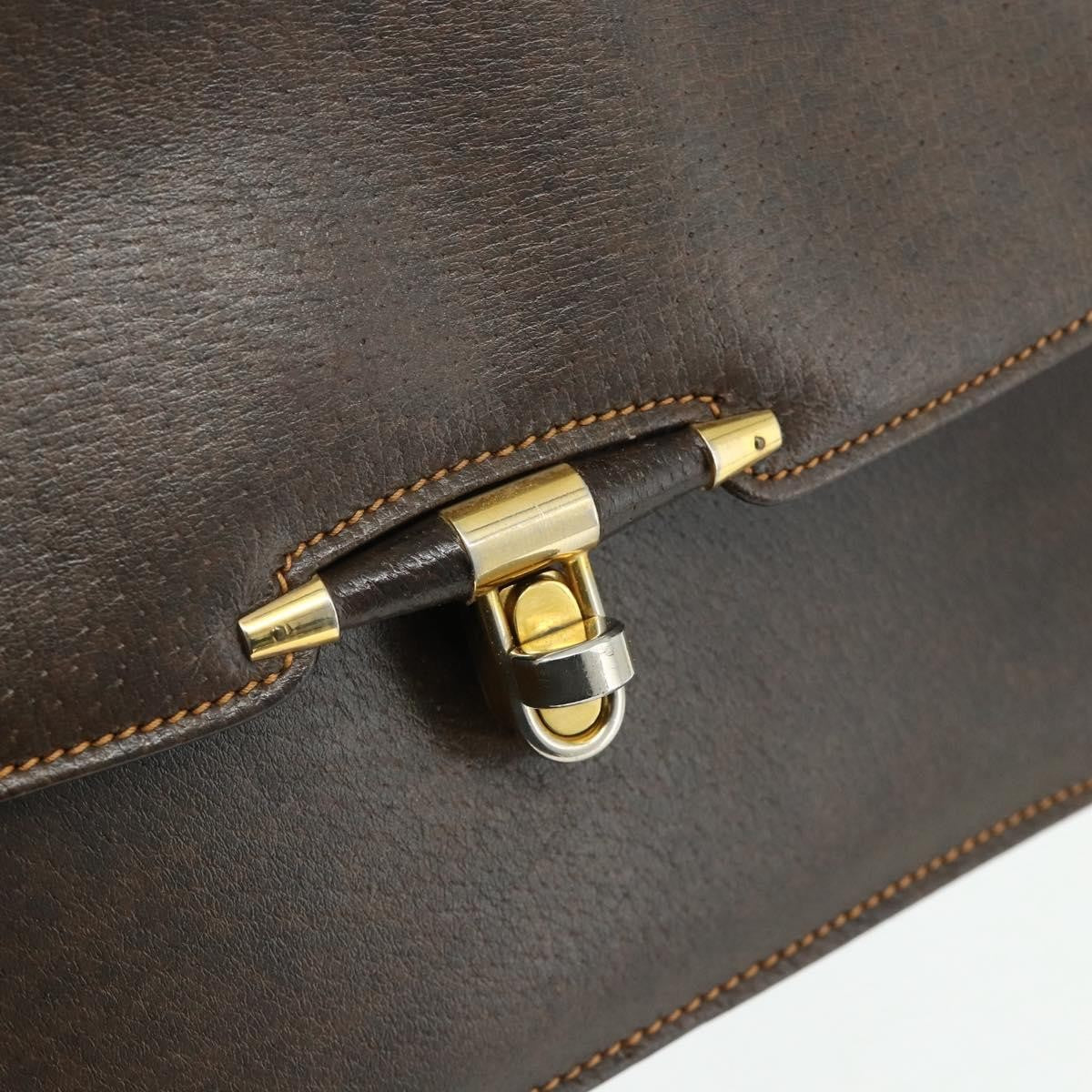 Gucci GUCCI Hand Bag Leather Brown Gold Authentic ep14250