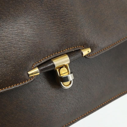 Gucci GUCCI Hand Bag Leather Brown Gold Authentic ep14250
