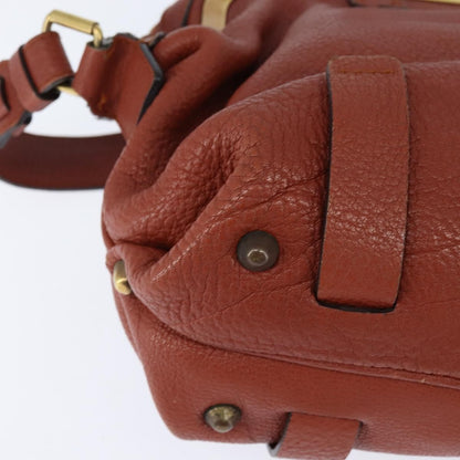 Chloé Chloé Chloe Hand Bag Leather 2way Orange Gold Authentic BA7366