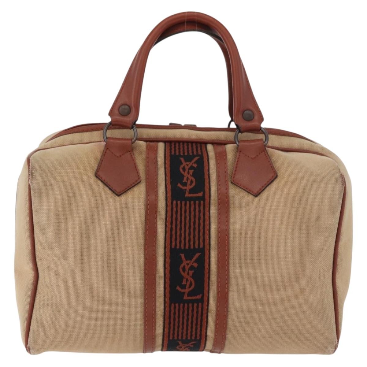 Saint Laurent SAINT LAURENT Boston Bag Canvas Brown Authentic BA12896