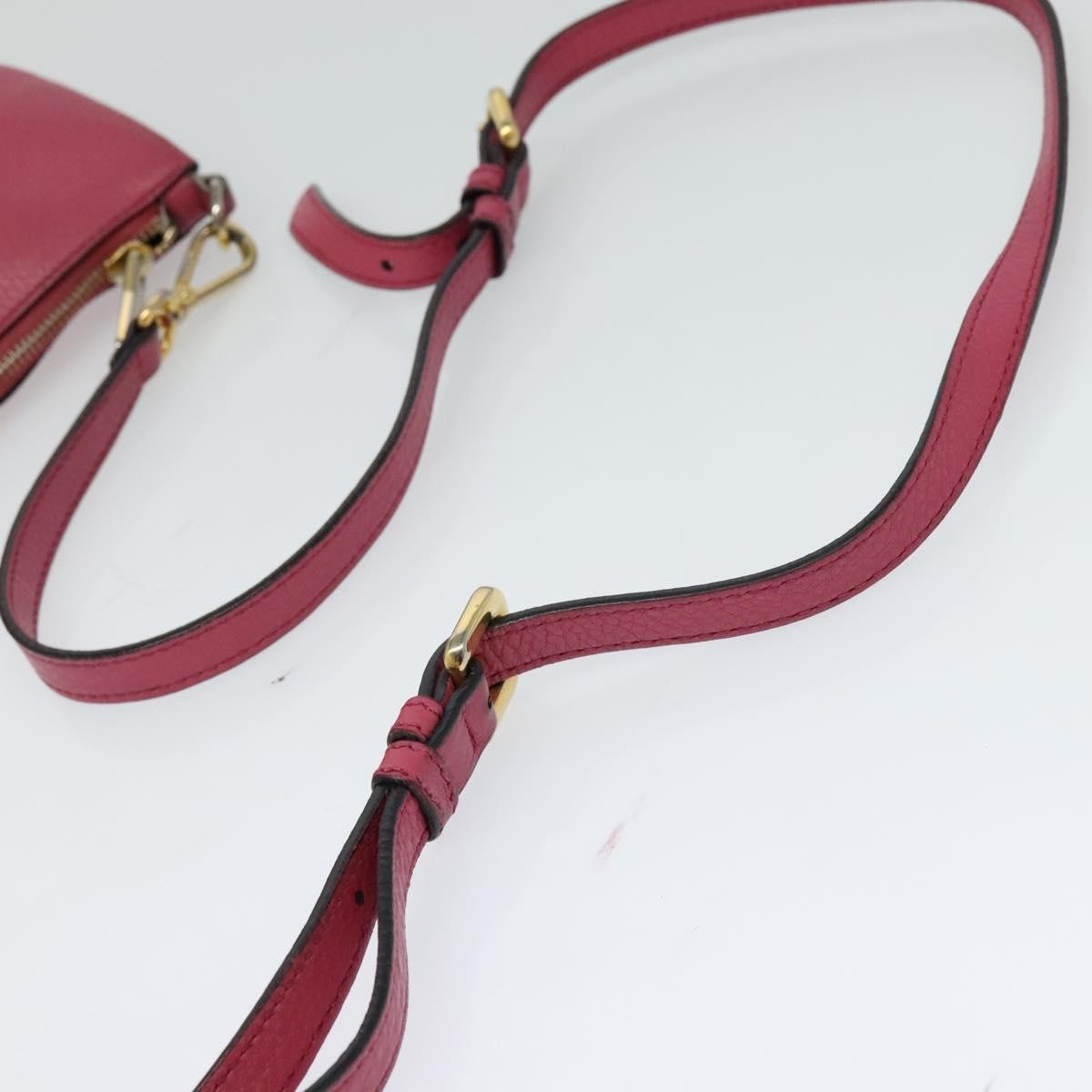 Prada PRADA Shoulder Bag Leather Pink Gold Authentic BD1620