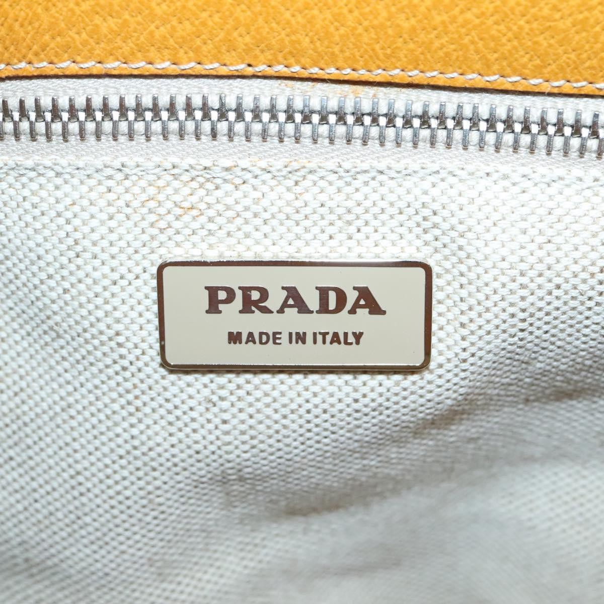 Prada PRADA Hand Bag Canvas Beige Silver Authentic 127392