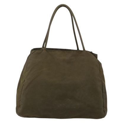 Prada PRADA Hand Bag Nylon Khaki Silver Authentic 175337