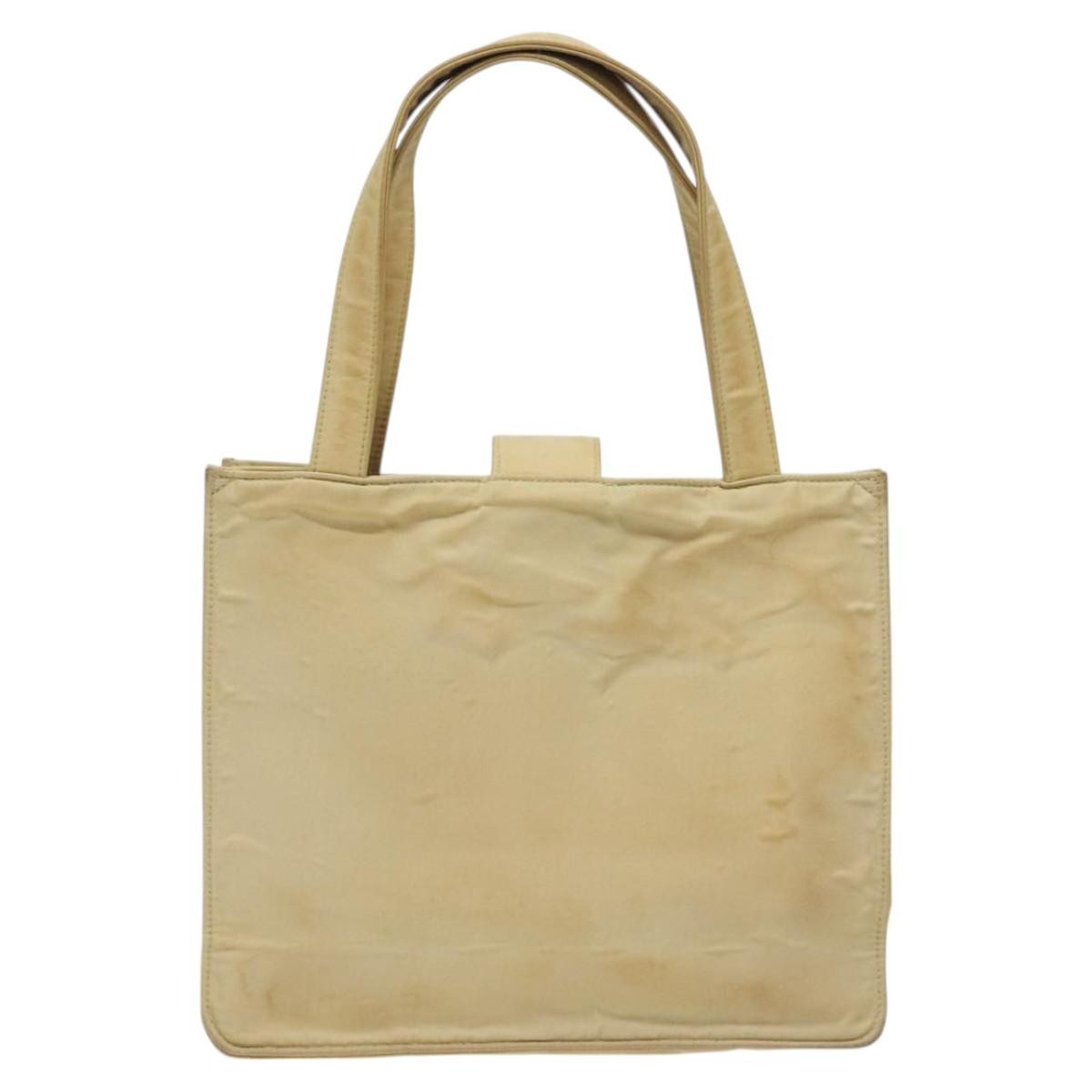 Chanel CHANEL Tote Bag Nylon Beige Gold CC Authentic bs26566