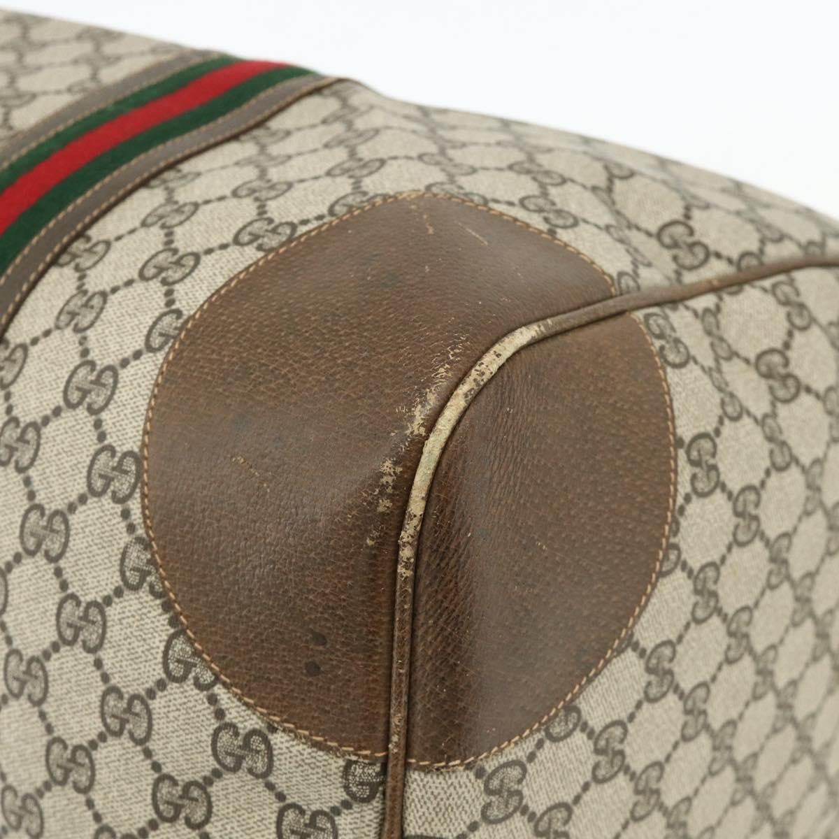 Gucci GUCCI GG Supreme Web Sherry Line Bag PVC Beige Gold 001 25 424 Authentic mr1686