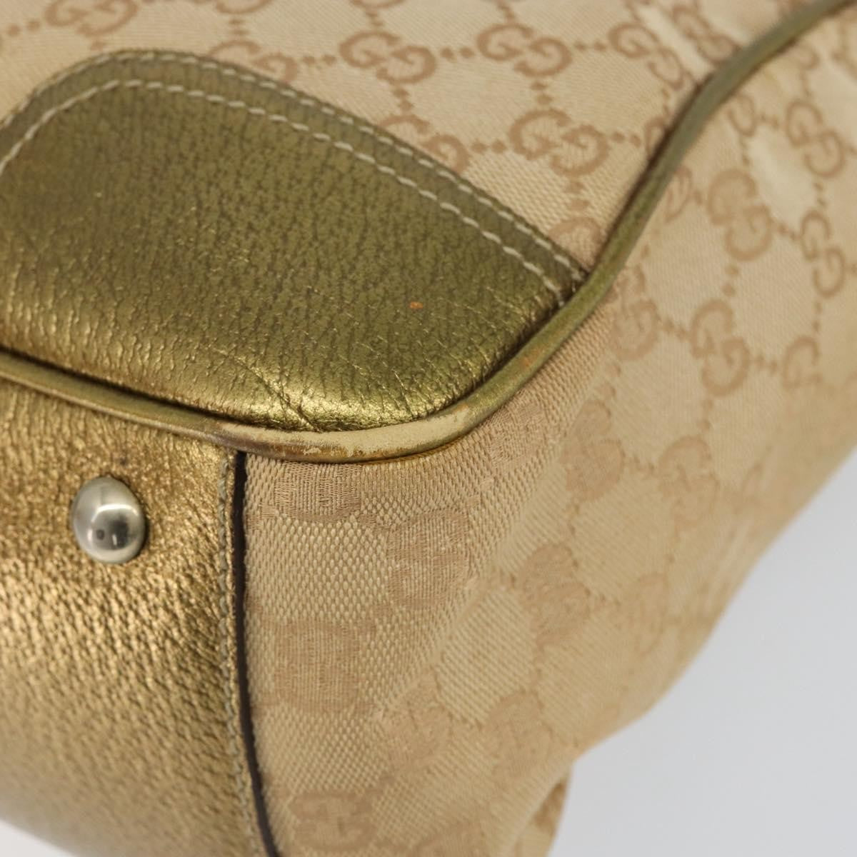 Gucci GUCCI GG Canvas Shoulder Bag Beige Gold 177052 Authentic 121395