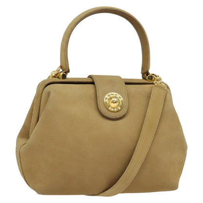 Celine CELINE Hand Bag Leather 2way Beige Gold Authentic sw1099
