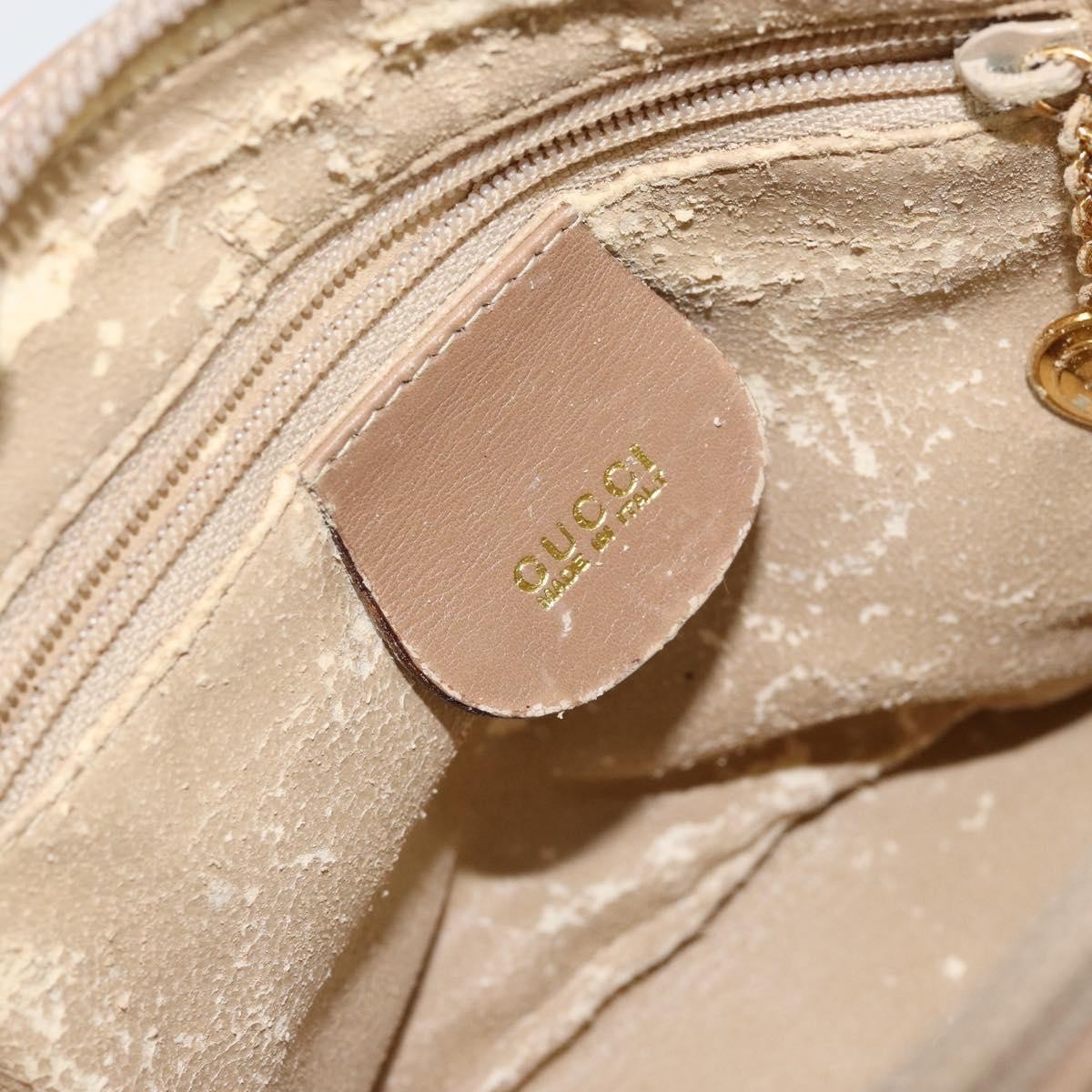 Gucci GUCCI Bamboo Hand Bag Leather 2way Beige Gold 007 2865 0231 Authentic 143591