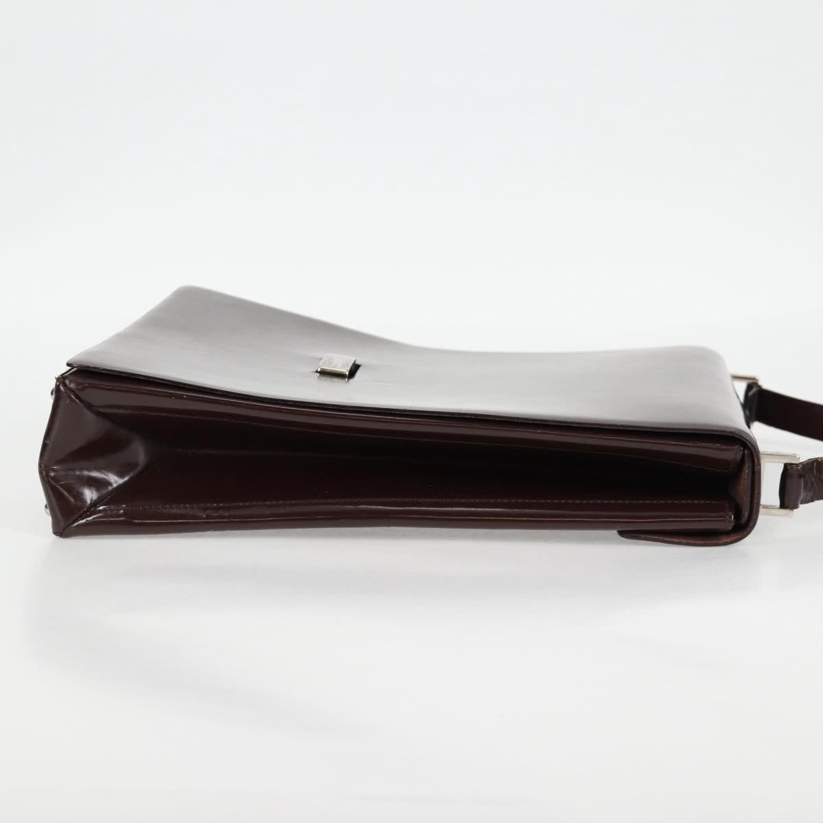 Gucci GUCCI Shoulder Bag Patent leather Brown Silver 002 2046 0433 Authentic bs26623