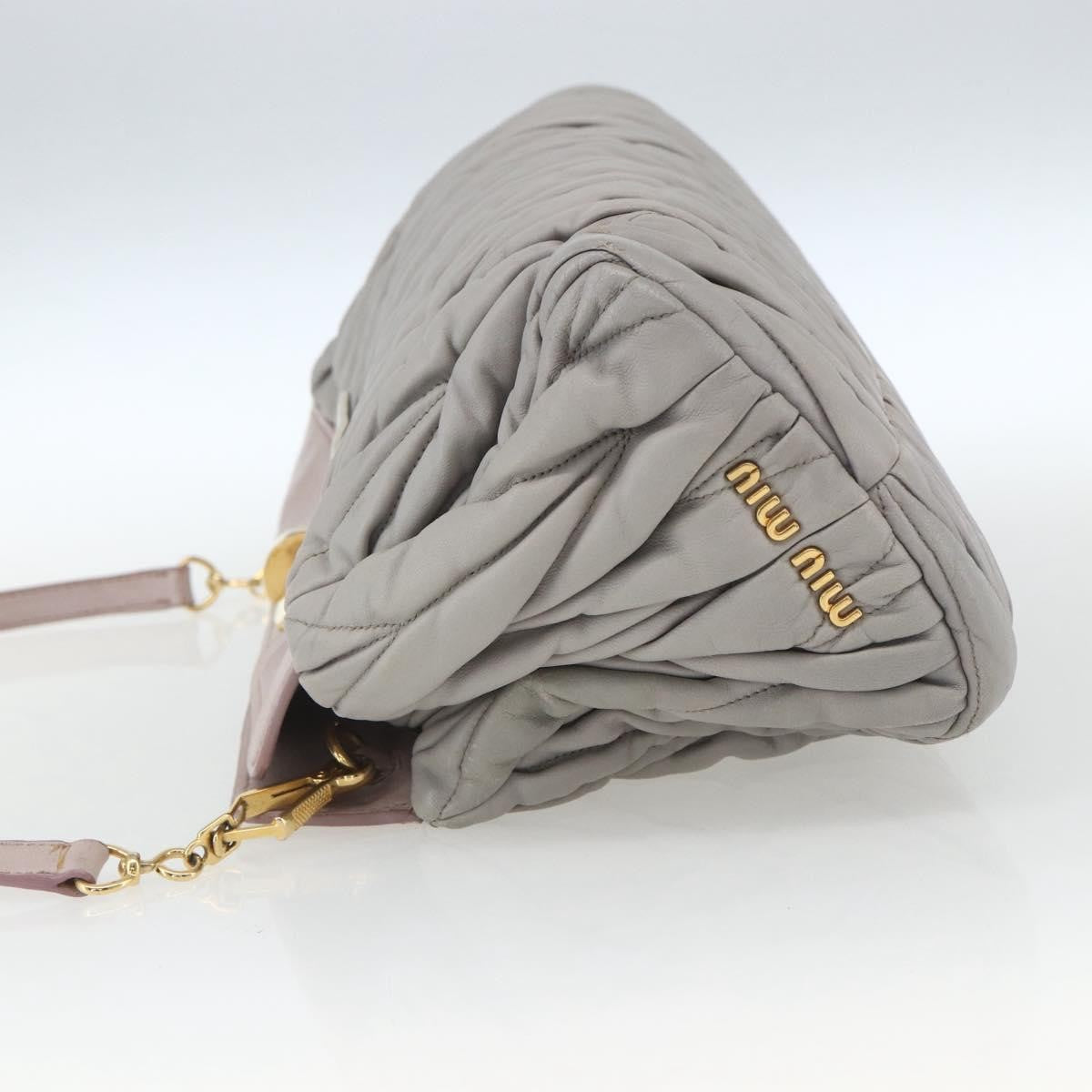 Miu Miu Miu Miu Matelasse Shoulder Bag Leather Gray Gold Authentic 162864