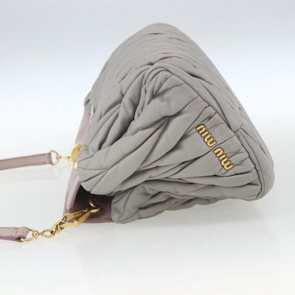 Miu Miu Miu Miu Matelasse Shoulder Bag Leather Gray Gold Authentic 162864
