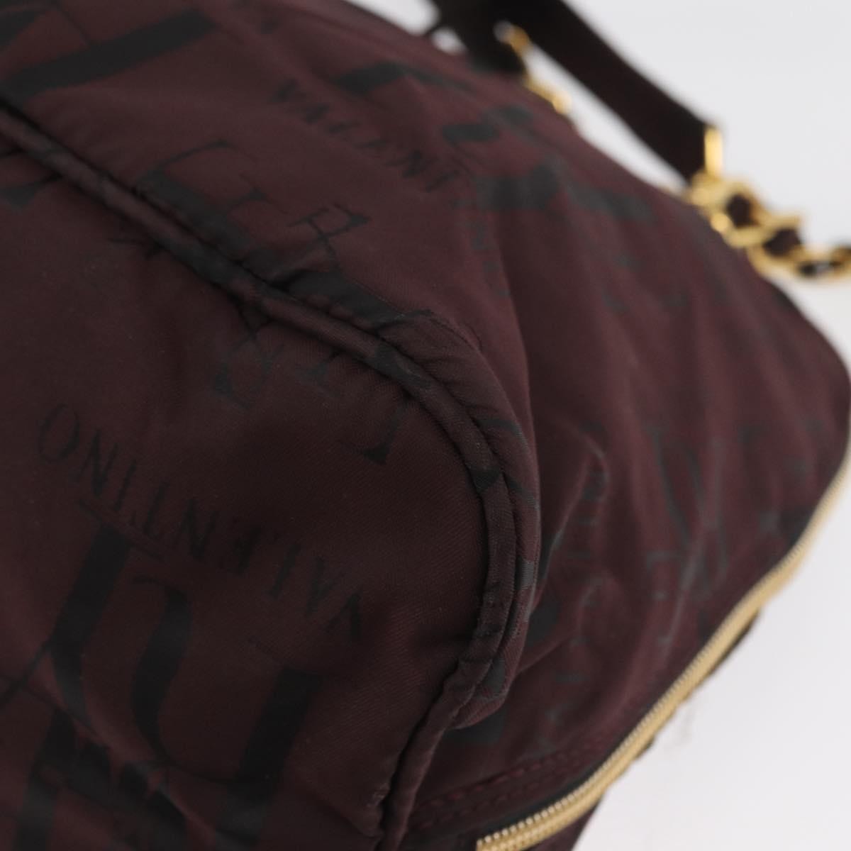 Valentino VALENTINO Chain Hand Bag Nylon 2way Bordeaux Gold Authentic bs34111